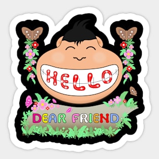 Hello dear friend, may you find only happiness, png, jpeg Sticker